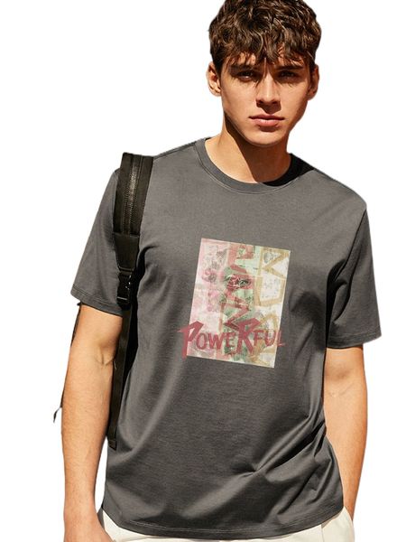 

men letter graphic round neck tee 57q9#, White;black