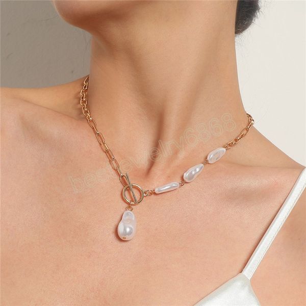 

light luxury simulated pearl chain pendant necklace for women female creative necklace jewelry, Silver