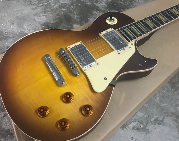 

aged electric guitar body mahogany chrome hardware tobacco color