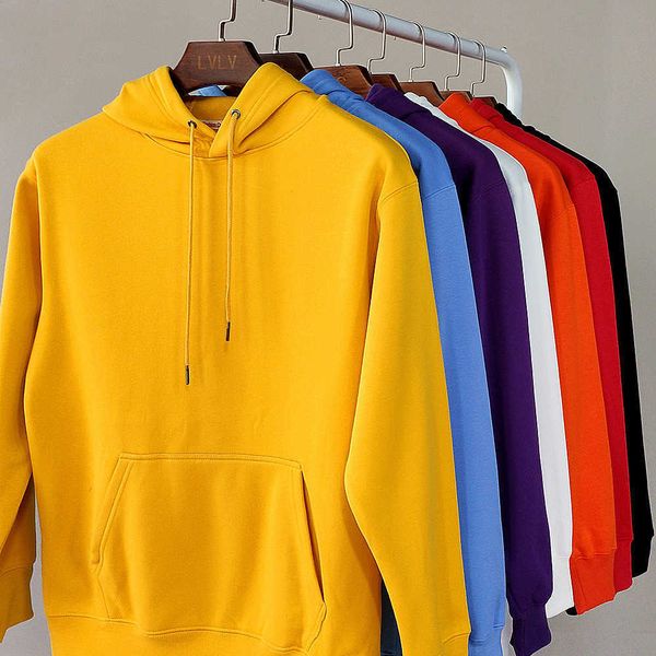 

2022 for_customization homme cotton men hooded custom embroidery hoodie man winter thick fleece pullover hoodies oversize blank plain hoodie, Black