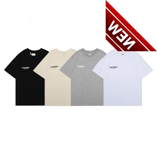 

fashion brand bear of fog multi thread essentials letter simple short sleeve t-shirt for men and women, White;black