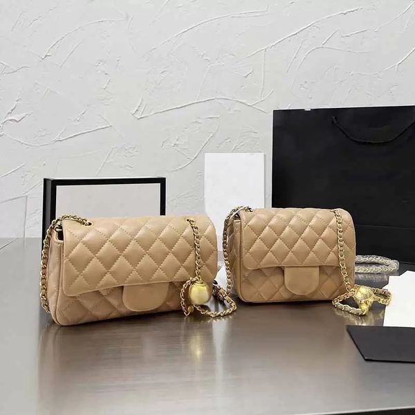 

17/20cm ladies mini flap crossbody designer bags solid color sheepskin classic handbags small golden ball adjuster chain shoulder bag diamon