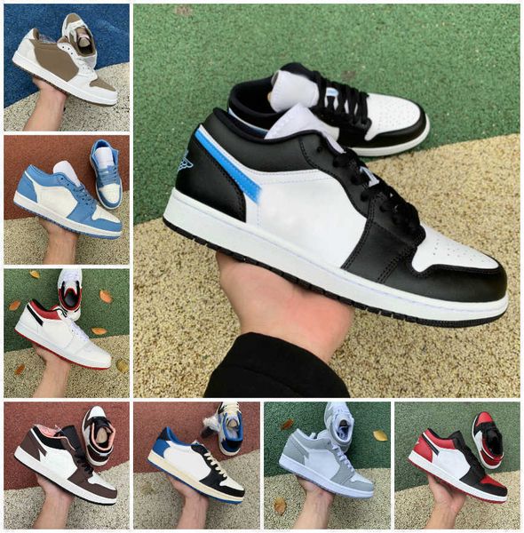 

jumpman low 1 1s mens basketball shoes dark mocha university blue se light smoke grey gym red white atmosphere dark teal pine green gold toe, Black