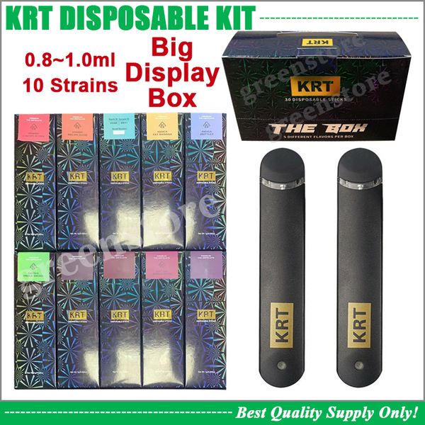 

premium cartridge krt disposable sticks vaporizer e cigarette 0.8ml 1.0ml atomizer 280mah rechargeable battery thick oil carts airflow no bu