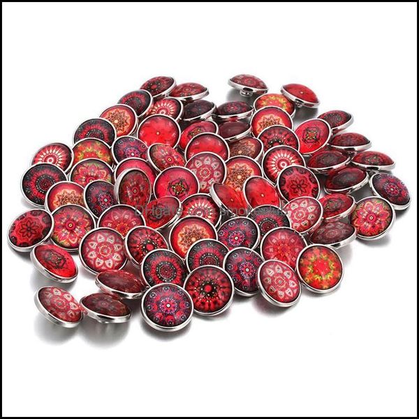 Kunsthandwerk, Kunstgeschenke, Hausgarten, 10 Teile/los, Glas-Druckknopf, zufälliges rotes Serie-Thema, passend für 18 mm DIY-Armband, Juwel Jllrrr Drop Delive