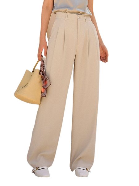 

dazy high waist plicated detail wide leg pants c6z9#, White;black