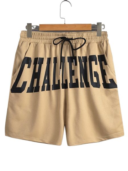 

men letter graphic drawstring waist shorts b9ih#, White;black