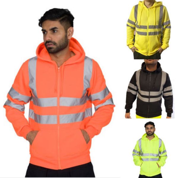 

2018 brand new men hooded jacket sweatshirt jumper pullover zipper fleece hoodie work safety hw, Black;brown