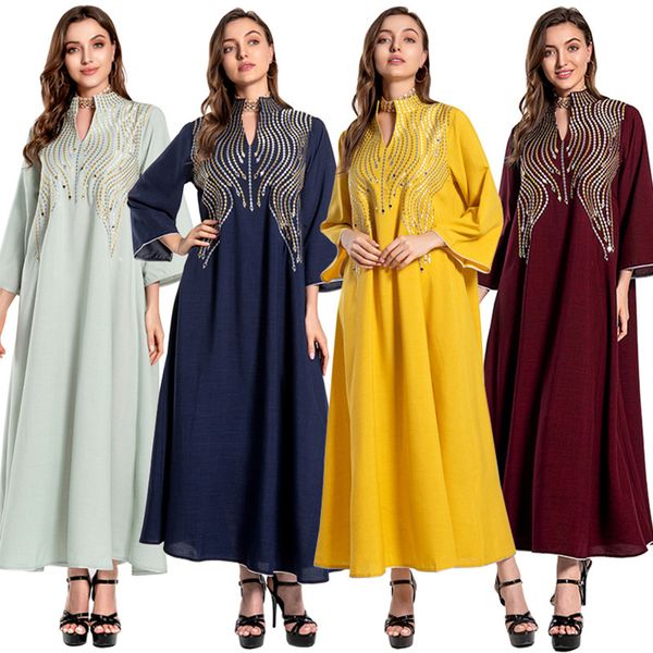 

embroidery abaya dubai kaftan muslim dress turkey islam djelaba robe longue femme musulman dresses for women caftan marocain, Red
