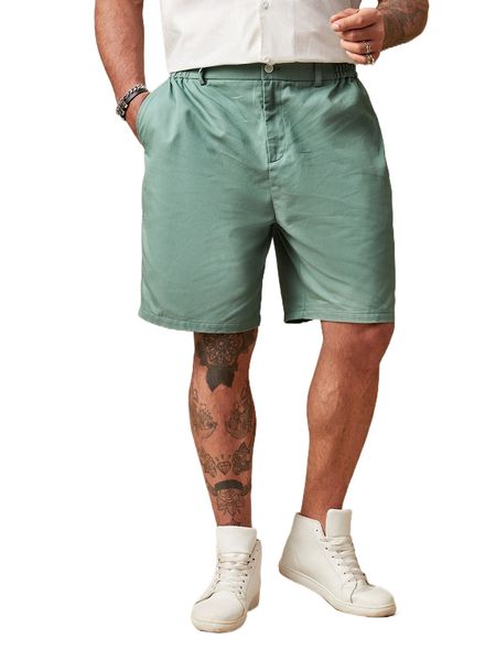 

extended sizes men solid straight leg shorts r22s#, White;black