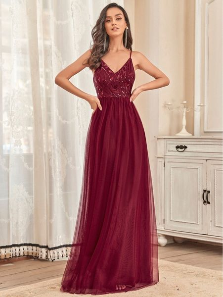 

ever-pretty sequin detail mesh cami prom dress w30l#, Black;gray