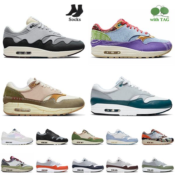 

wholesale airsmax patta waves 1 nh treeline running shoes for women mens airmx max 1 wabi sabi premium mystic dates lv8 dark teal green conc