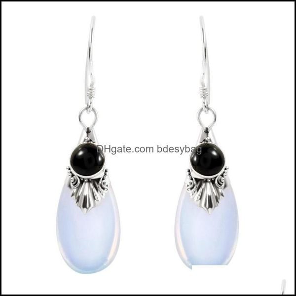 

dangle chandelier zhouyang drop earrings for women waterdrop white moon stone piercing sier color gif bdesybag dhiqw, Silver