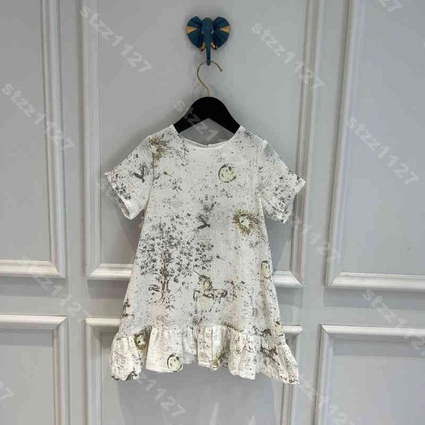 

22ss vintage girl cotton dress shirts simple baby clothes child dresses shirt designer skirt embroidered logo d..r summer kids clothing albu, Red;yellow