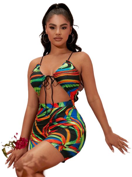 

sxy color block tie front unitard romper v1kz#, Black;white