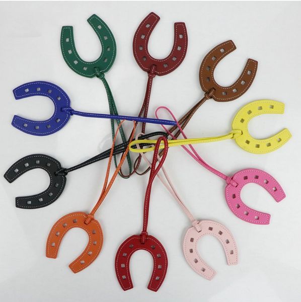 

bag parts & accessories u-shaped horseshoe pendant bags pendant pu leather sewn automobile decoration creative fashion key chain 10 colors, Black