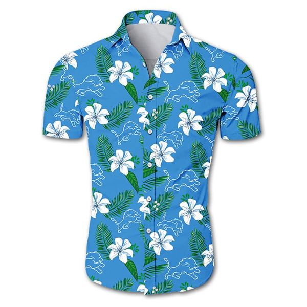 

men's casual shirts men's summer flower shirt detroit streetwear blue cartoon lions shirtmen's, White;black