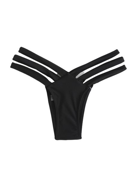 

solid cut-out bikini bottom l7z9#, White;black