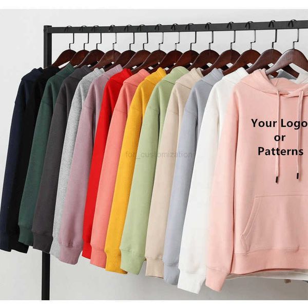 

sweatshirts 2022 forcustomization oversize french terry custom print thick warm hooded sweatshirts embroidery customized mens pullover, Black