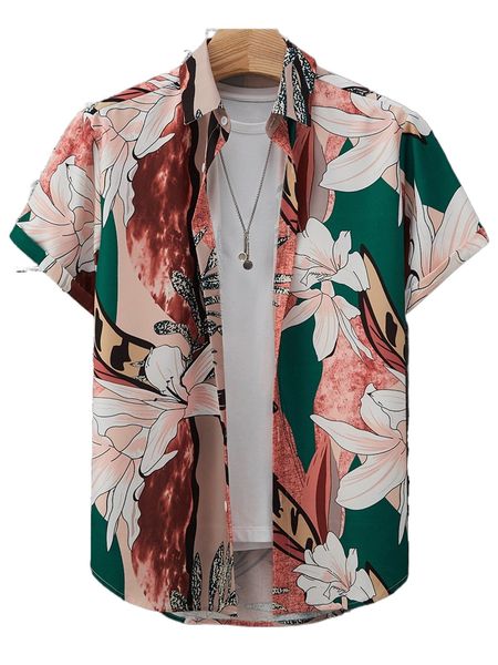 

men random floral print shirt without tee y86o#, White;black