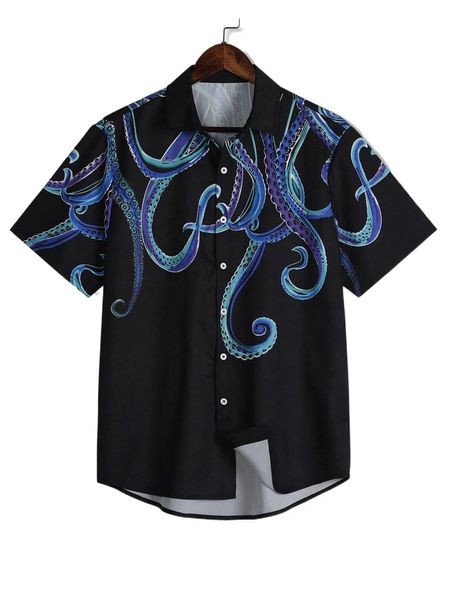 

romwe guys ocs hand print shirt x5bn#, White;black