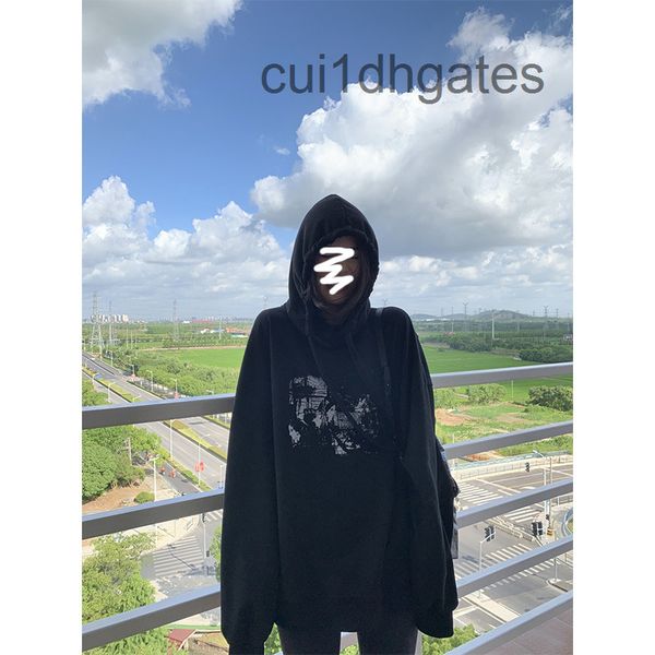 

2022 designer blgc hoodies mylittlebanana 21fw / "silent film in paris" american street style printed hoodie loose sweater, Black