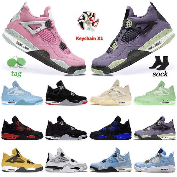 

designer mens womens basketball shoes 2022 new arrivla jumpman 4 purple 4s pink military black cat university blue red thunder valentines da