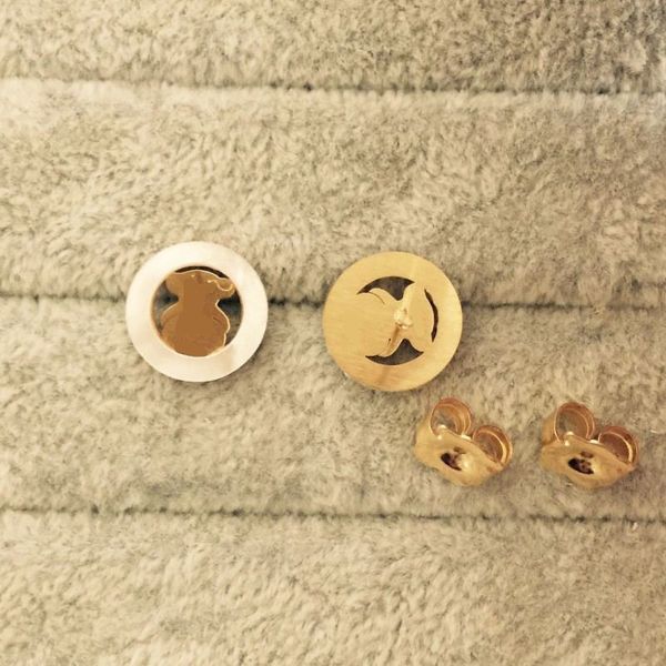 

high polished luxury brand women fashion love stud gold plated stainless steel couple gifts designer jewelry engagement earrings wholesale, Golden;silver