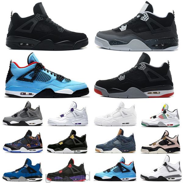 

2021 mens basketballs shoes 4s fire red 4 black cat bred white cement royalty metallic red purple silt red men women athletic js-5