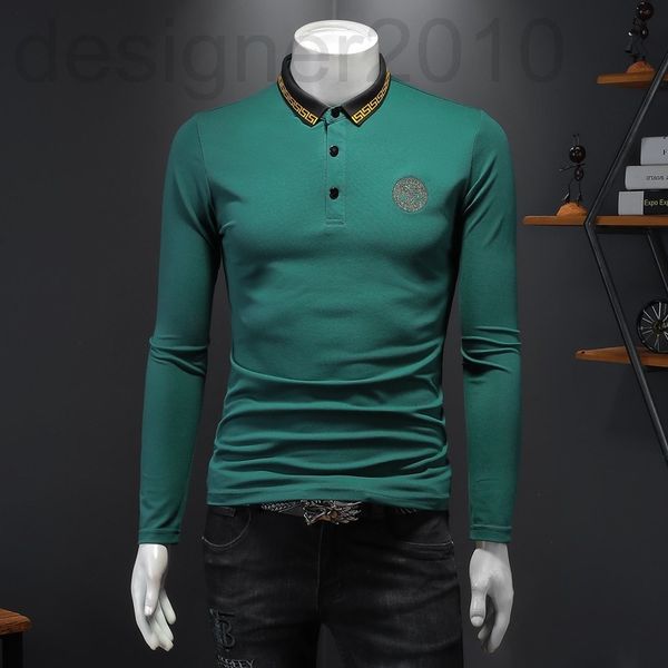 

men's polos designer 2022 new spring korean men's fashion casual long sleeve bottomed shirt t- lapel polo, White;black