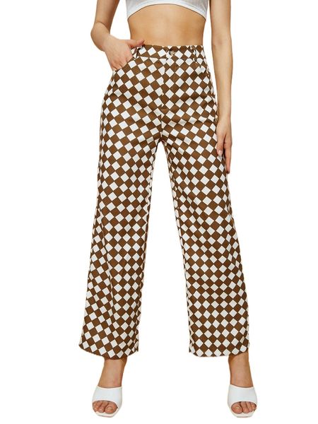 

checked print pants c4ui#, Black;white