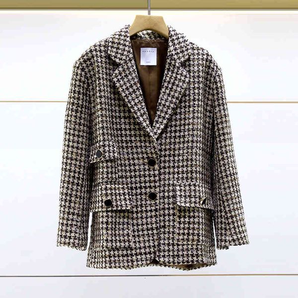 

women's suits & blazers fadan s family light luxury early autumn french thousand bird lattice single breasted suit coat women, White;black