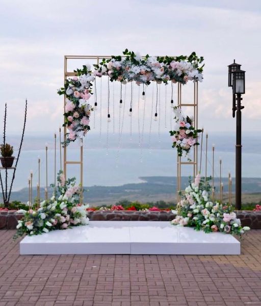 Decoração de festa rápida 7,2 pés metal ponte arco de casamento cenário de cenário para arranjos de flores decorações de balões