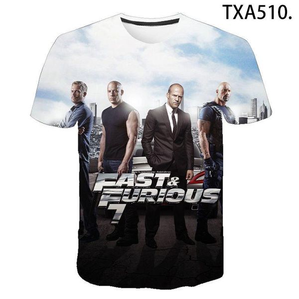 T-shirt da uomo Fast The Furious T-shirt da uomo Moda Hip Hop Stile streetwear Donna Top 3D Estate Casual Bambini Tee ShirtsUomo