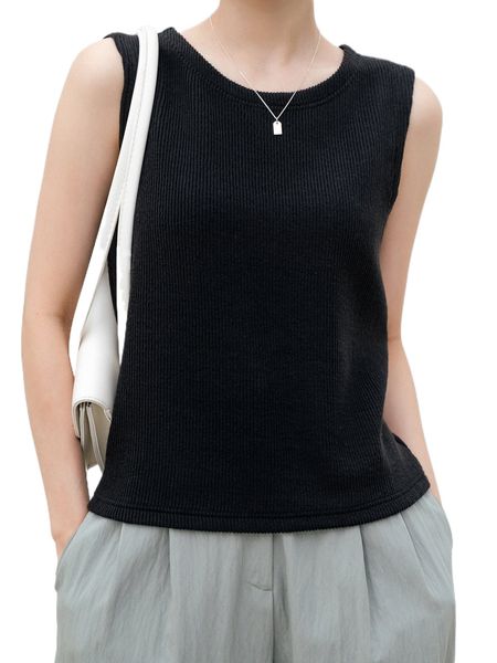 

dazy-less ribbed knit tank j50q#, White
