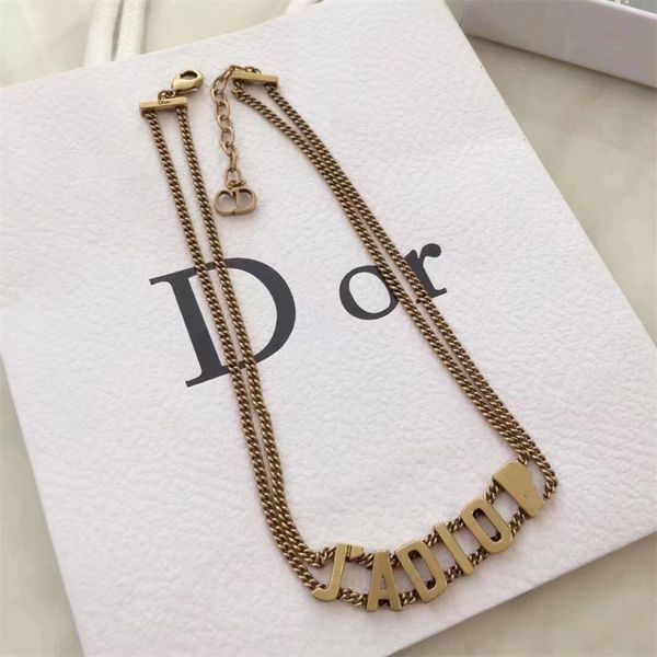 

letter double layer necklace women's worn out high sense hollow neck chain, Black
