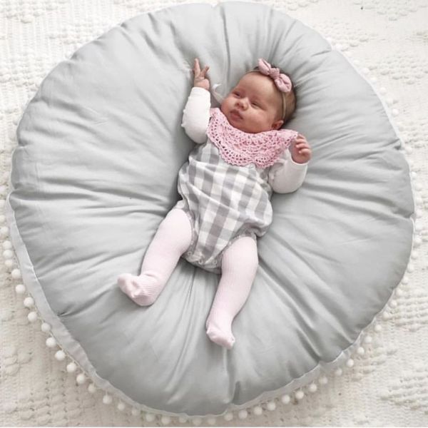 

90cm baby cushion play mats toddler sleeping crawling mat round born floor pads winter thicken cotton carpet home decor seat 220808