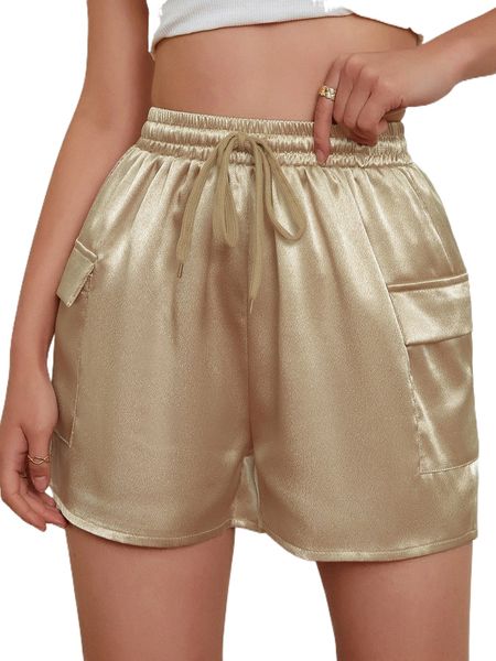 

s.atin d.rawstring w.aist flap pockets s.horts d0q4#, White;black