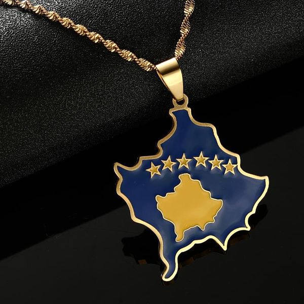 Kolye Kolye Paslanmaz Çelik Emaye Sırbistan Kosova Zinciri Kadınlar için Altın Jewelrypendent