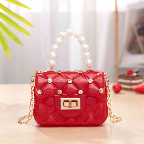 

women mini handbag new elegant shoulder msenger portable chain bag girl pvc pearl crossbody rhombus small square bags