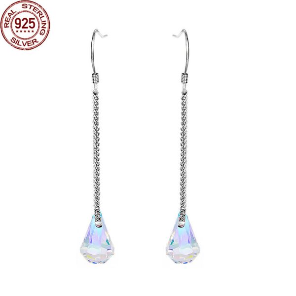 

popular s925 silver ear hook tassel water drop earrings are made of austrian crystal tear stickers for girls bridal, Golden