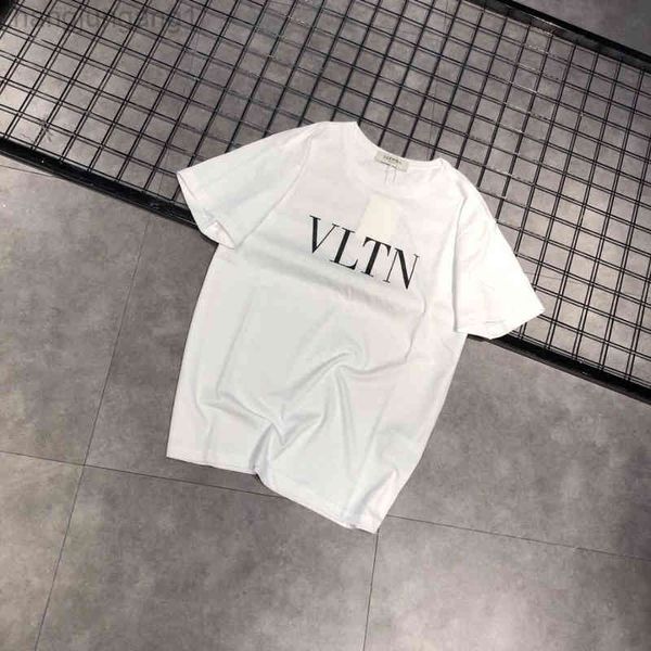 

designer new warren vlts spring and summer round neck short sve loose vltn men and women lovers pure cotton information t-shirt fashion bran, White;black
