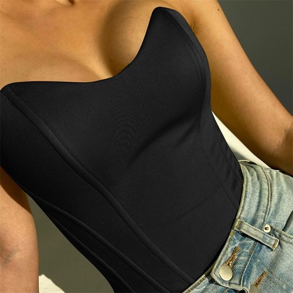 Verão sexy cetim cutout tube tops bustier women sem alças sem costas feminino sexy skinny coreset tops streetwear 220607