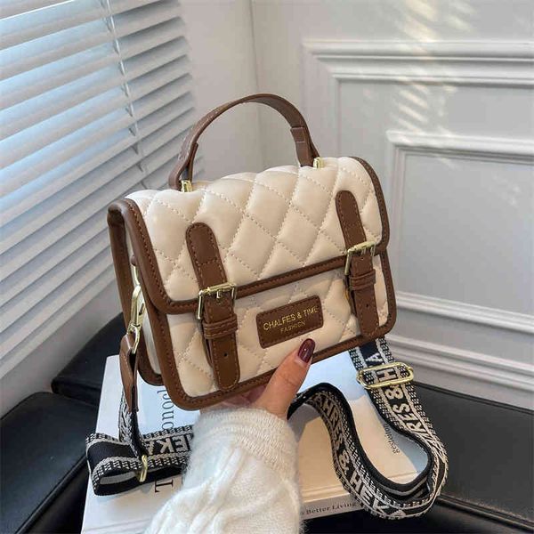 

factory super discount 73% off bag women's simple hand wide shoulder strap lingge pu single shoulder small square bag