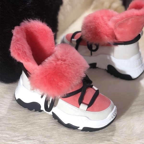 

genuine leather female snow boots winter boots women flat plus velvet ankle boots nonslip keep warm wool womens sneakers y200115, Black
