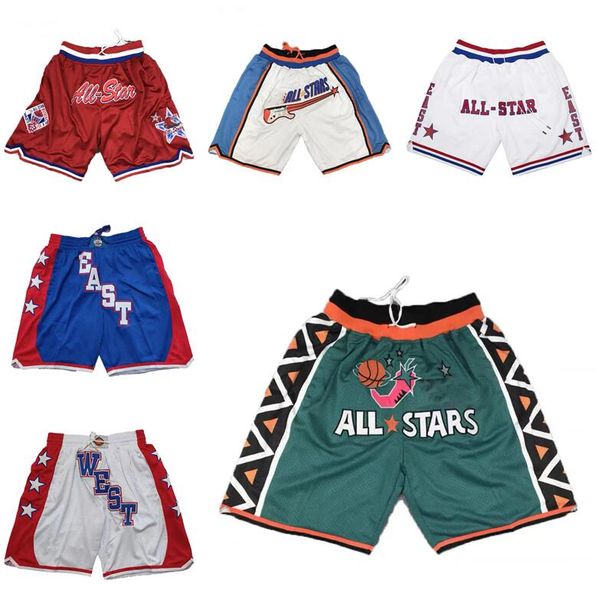 

stitched all-star basketball short mitchell and ness retro just don shorts with pocket zipper sweatpants men size s-xxxl, Black