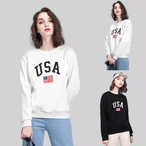 

american letters in the blouese men hoodes for women european style spring and autumn hoodies designer small round collar loose trend sweats, Black