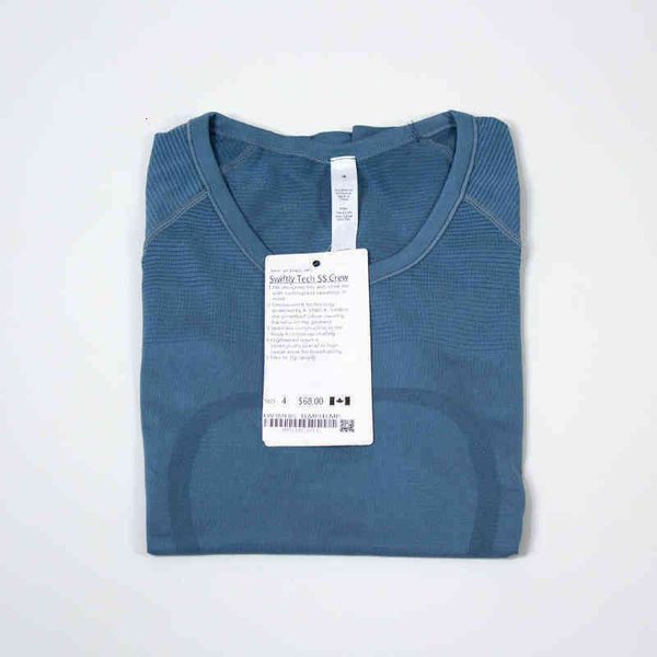 

summer ladies 2.0 upgraded knitted designer lu t-shirt sports quick dry round neck fitness yoga solid color high elasticity short sleev ll16, White