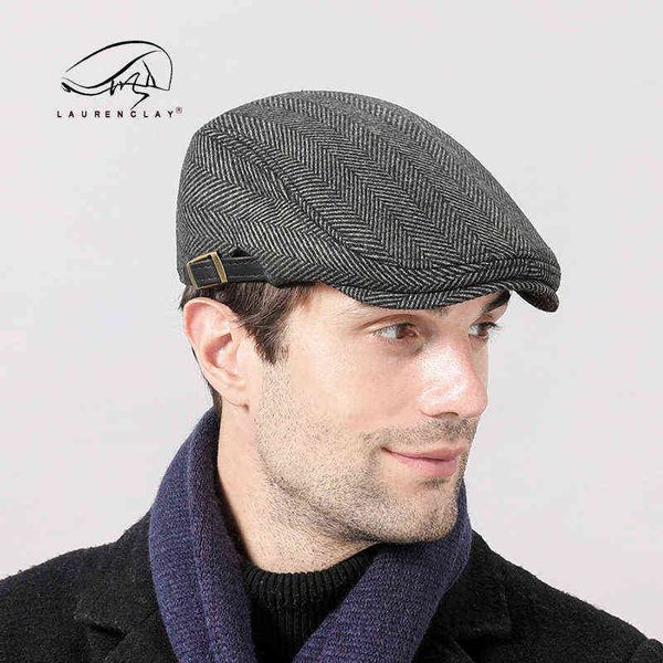

2021 british style autumn winter men berets cap fashion flat caps for men hat classic vintage j220722, Blue;gray