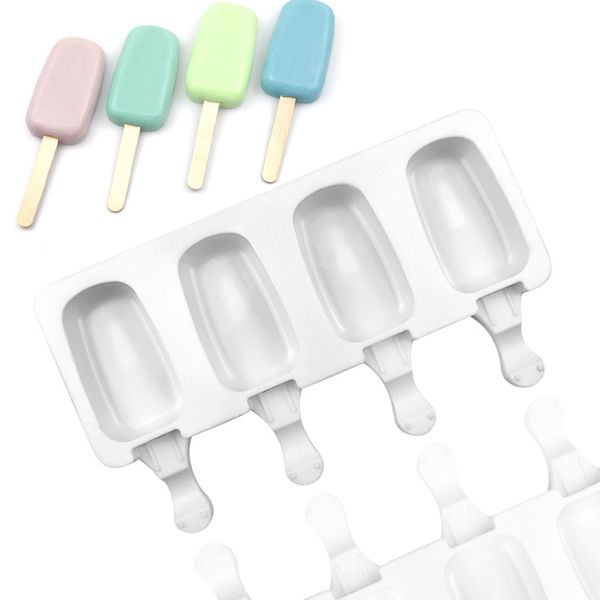 

4 cell silicone mold ice cream tools tray white